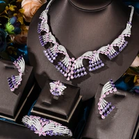 missvikki be original new 4pcs shiny spindrift luxury necklace bangle earrings ring jewelry set women brides wedding jewellery