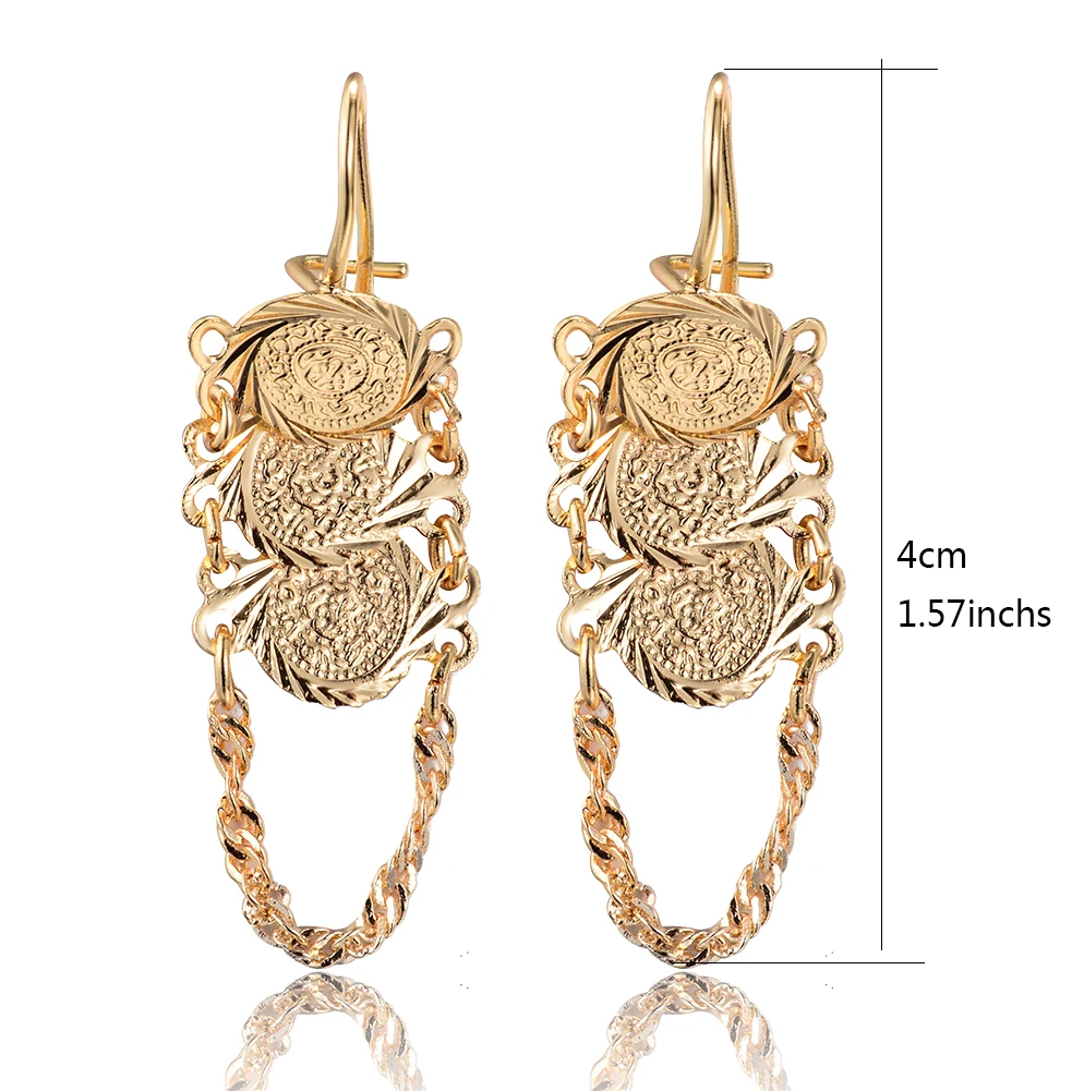 Золотые Винтажные серьги Wando в виде монет женская бижутерия подарок друзьям