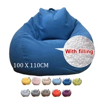 big size linen beanbag sofa with filler bean bag chair pouf bed futon ottoman seat tatami puff relax lounge furniture