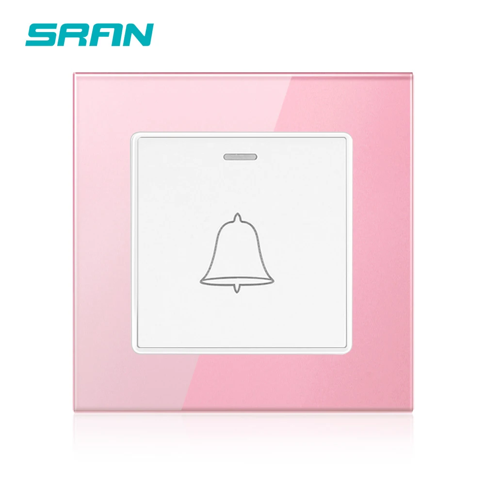SRAN переключатель сброса дверного звонка затвор Хрустальное закаленное стекло