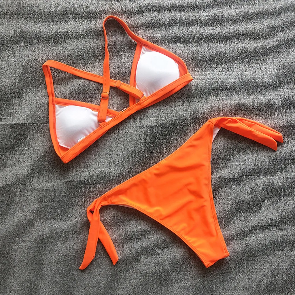 Женский купальник бикини Chamsgend однотонный купальный костюм сексуальный танкини