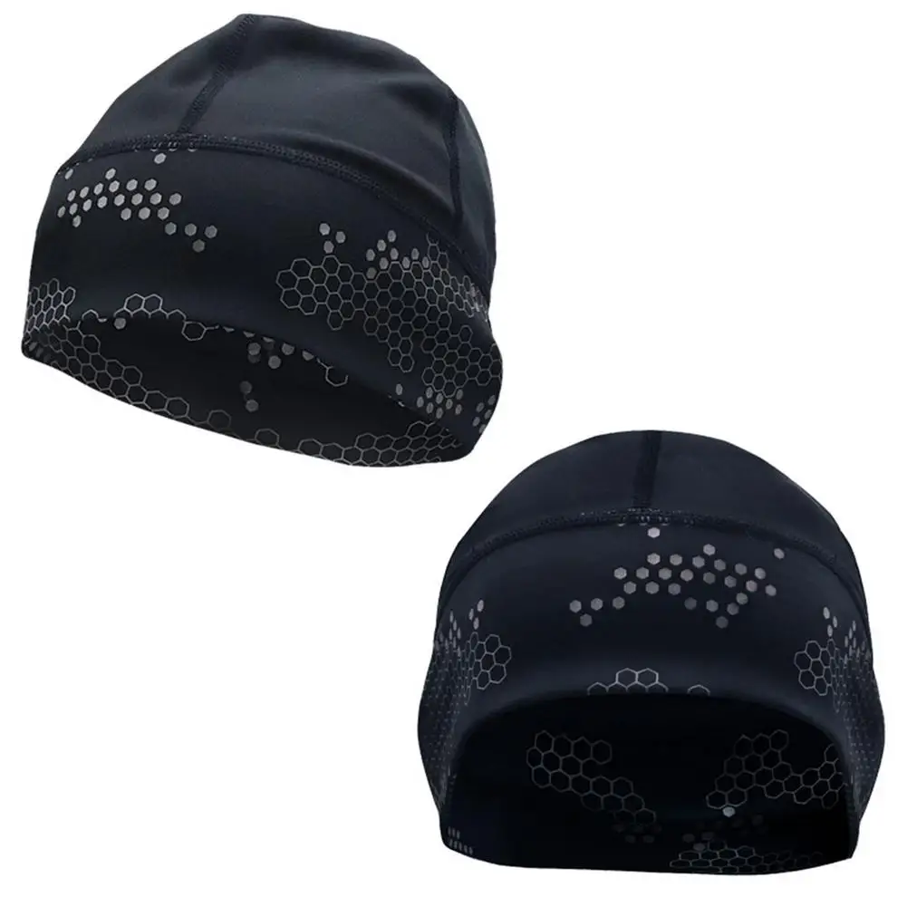 

Зимние облегающие шапки Светоотражающая шапка для мужчин, велосипедная шапка, шапка для бега, уличная теплая шапка, дышащий шлем для езды на...