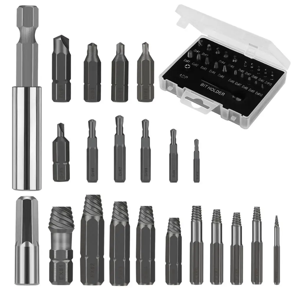 

Screw Extractor Set high speed steel Screw extractor set Remover Stripped Demolition Tools for electric hand drill Reusable