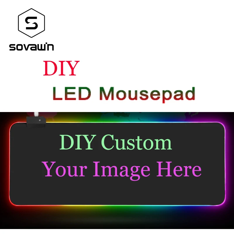 Игровой коврик для мыши Sovawin RGB 800x300 мм XL большой со светодиодный Ной подсветкой
