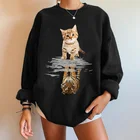 Забавные женские свитшоты Seeyoushy в стиле Харадзюку с принтом кота и тигра, пуловеры с длинным рукавом и спущенными плечами для женщин, сезон осень-зима 2021