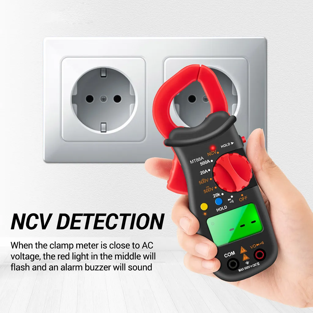 

MT88A High Precision Digital Clamp Multimeter True Rms 1999 Counts 500A AC Current AC/DC Voltage NCV Testers Current Clamp Meter