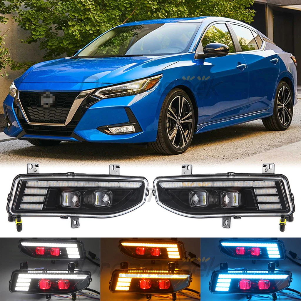 

3 Color LED DRL Daytime Running Light for Nissan Sentra 2020-2023 Fog Lamp Mustang Style with Dynamic Sequential Turn Signal