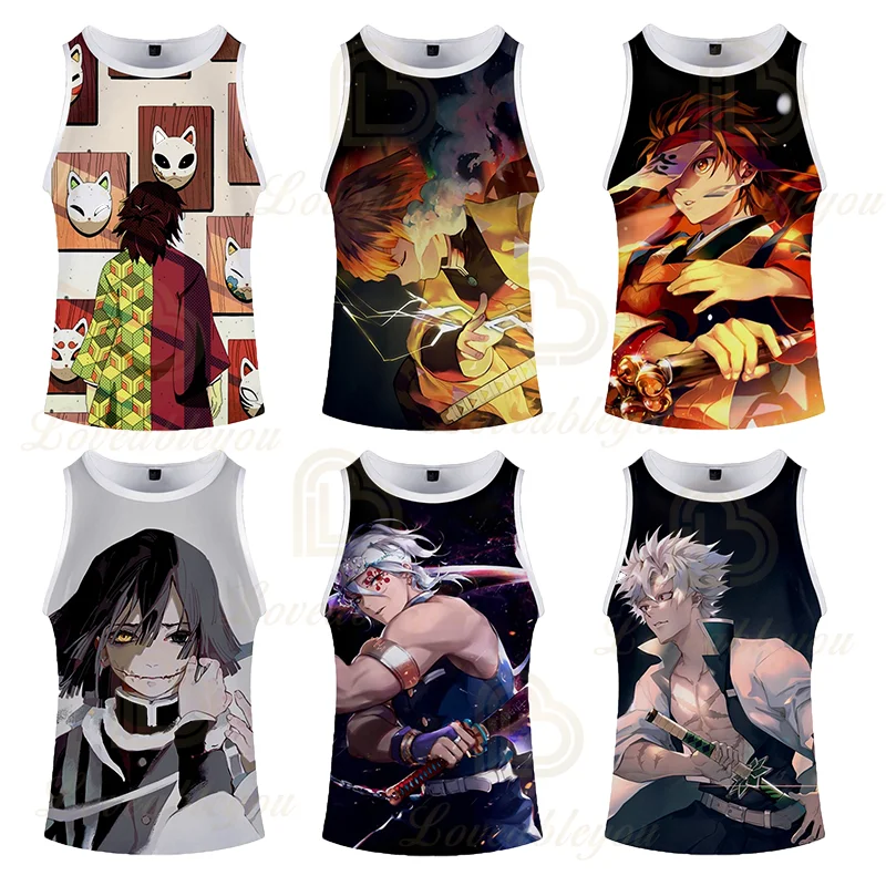 

2020 New Demon Slayer 3D Print Harajuku Vest Summer Unisex Sleeveless Shirts Women Casual Tank Tops Men Streetwear Clothing