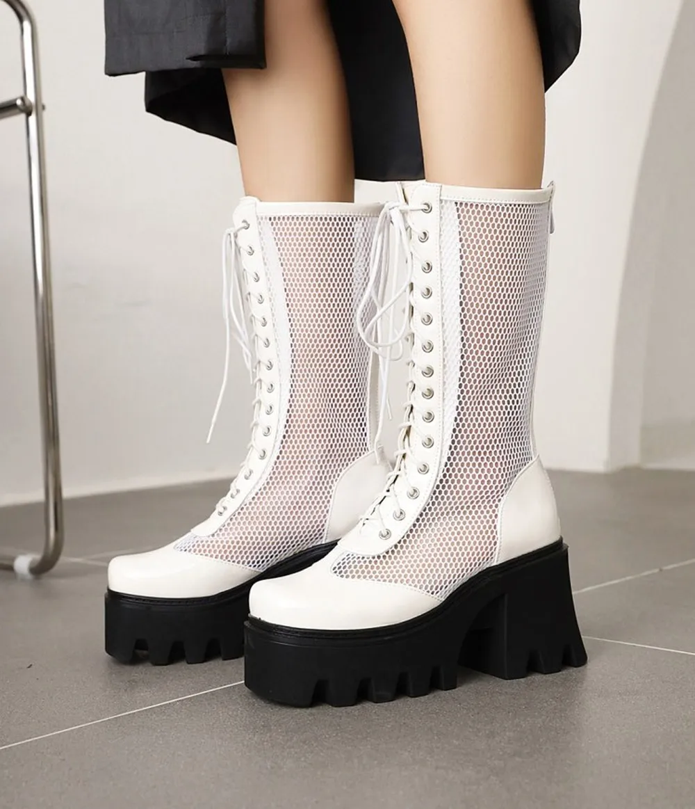 

Женские ботинки из ПУ кожи, на платформе