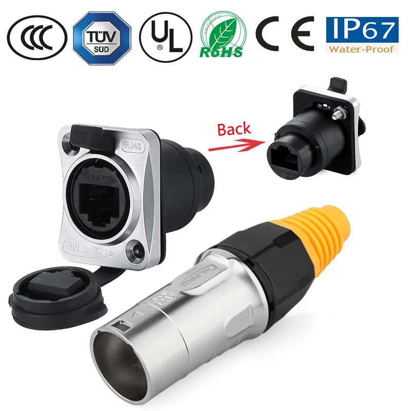 Водонепроницаемый разъем RJ45 металлический сигнальный rj45 для