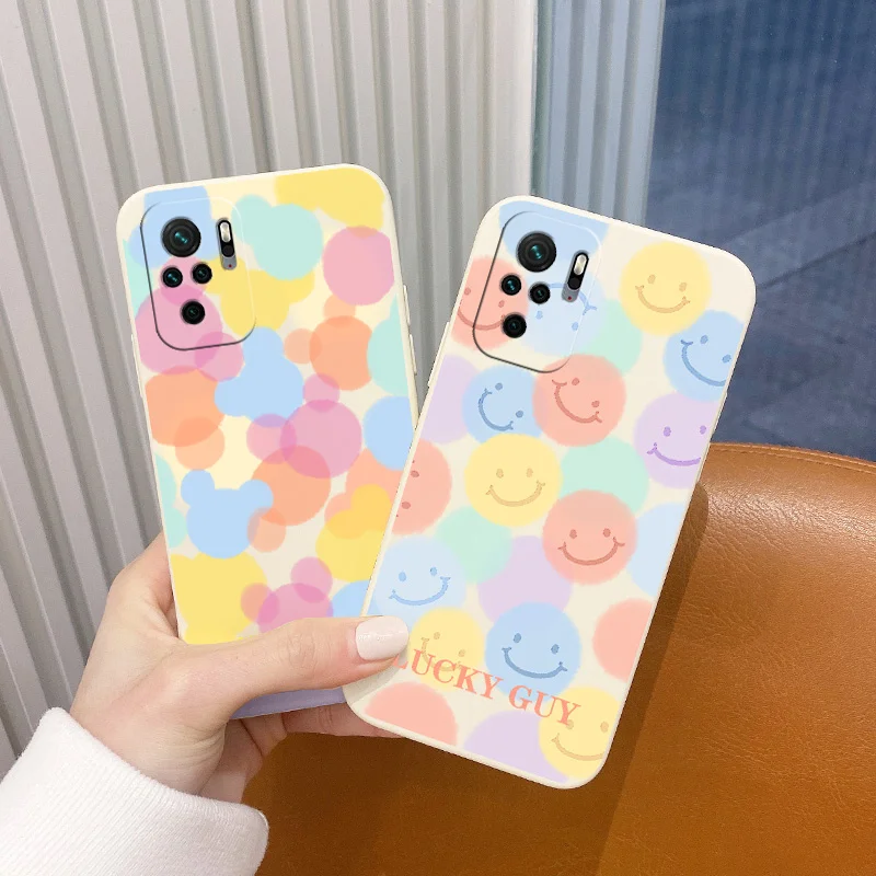 

Colorful Liquid Silicone Soft Case For XiaomiRedmi Note 10 10S 9T 9 8 7 MAX Redmi 9 9A 9T K40 K30 K20 Pro Shockproof Phone Cover