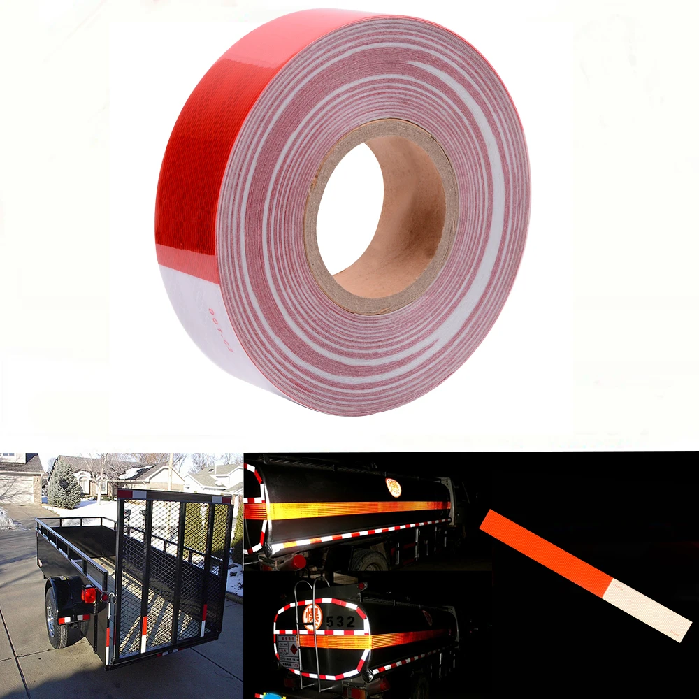 5CM x 45M Conspicuity Reflective Tape Roll Dot Class 2 Trucks Trailers Safety Warning Sign 7''white 11''red