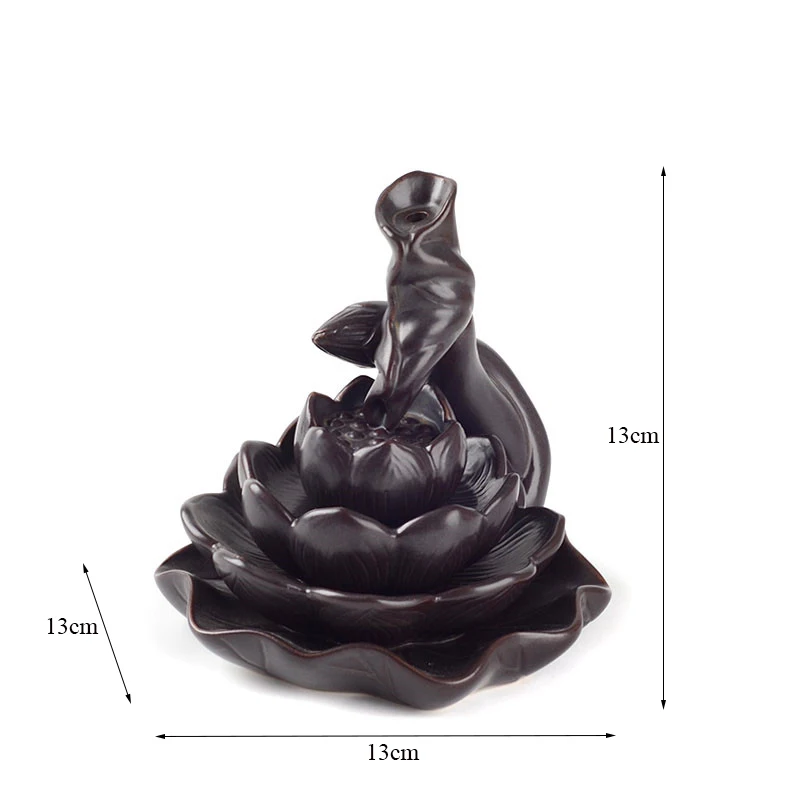 Керамическая деликатная ароматическая курильница Lotus Black Backflow держатель для