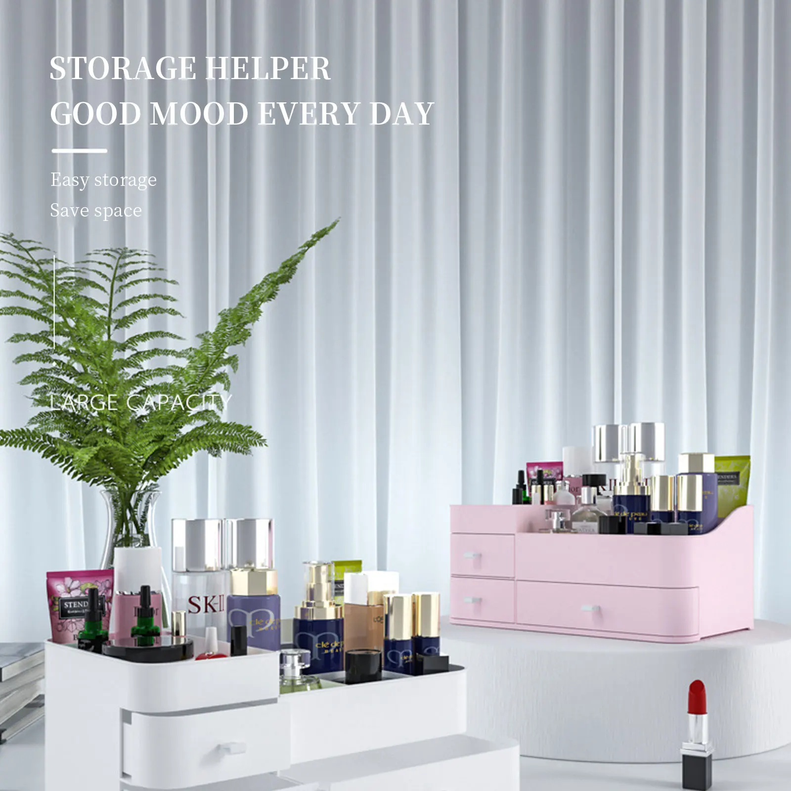 

Cosmetic Storage Box Large Capacity Makeup Drawer Organizer Case Jewelry Nail Polish Makeup Container Desktop Sundries Storage
