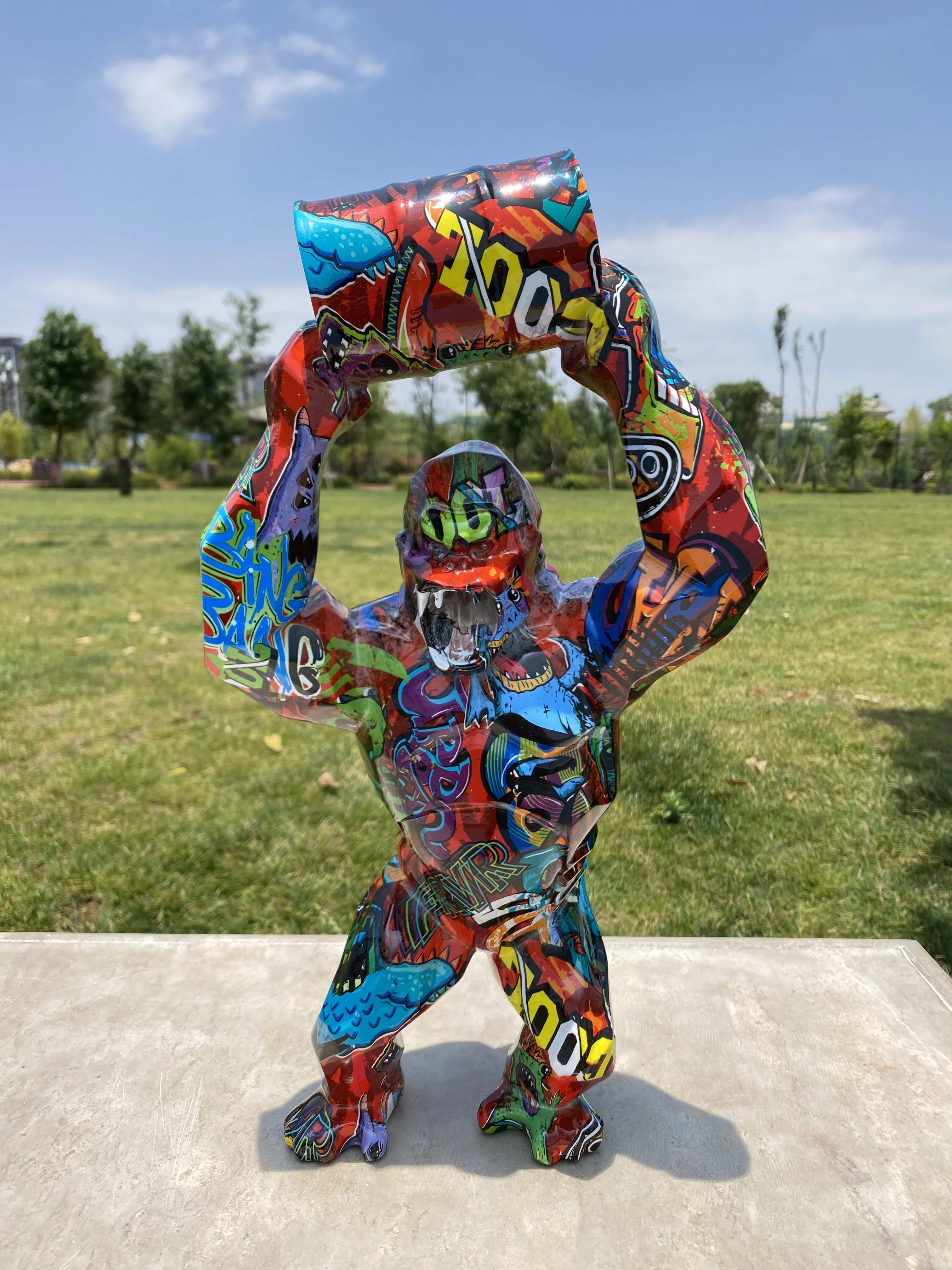 Estatua de escultura de King Kong Gorilla Monkey, arte de Graffiti grande, 40CM, reci&eacute;n llegado-0