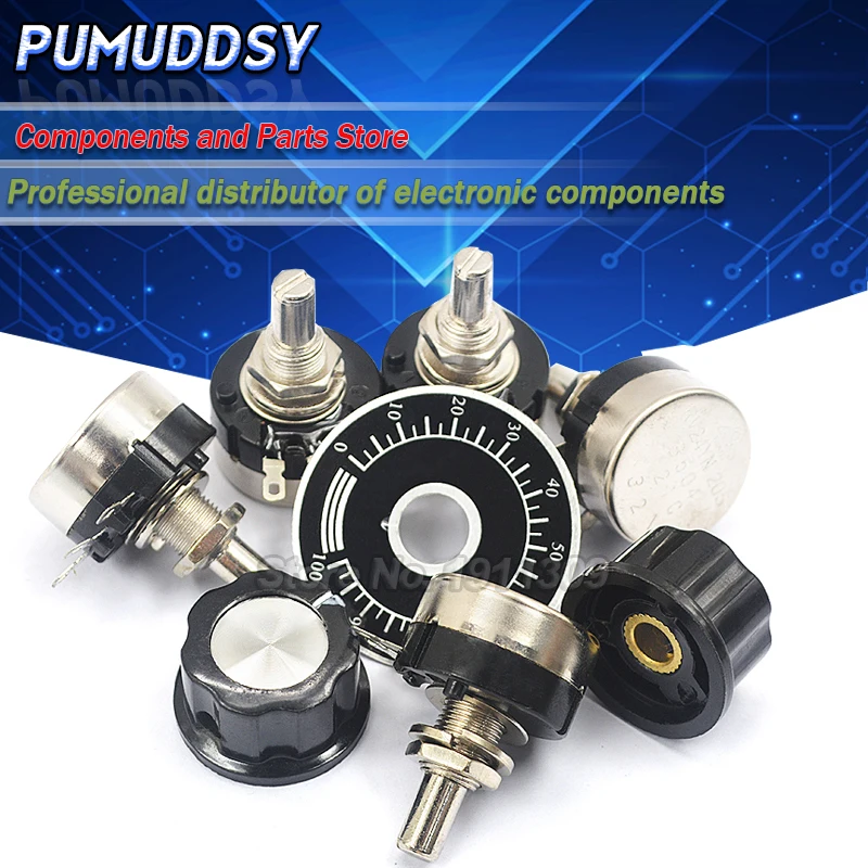 1 комплект = 3 шт. RV24YN20S 1K, 2K 5K 10K 50K 100K 500K 1 м ohm одно Поворотная угольный осажденный вращающийся конический потенциометр + A03 ручка + циферблаты (art.: 3920b204cee2f) - 3920b204cee2f