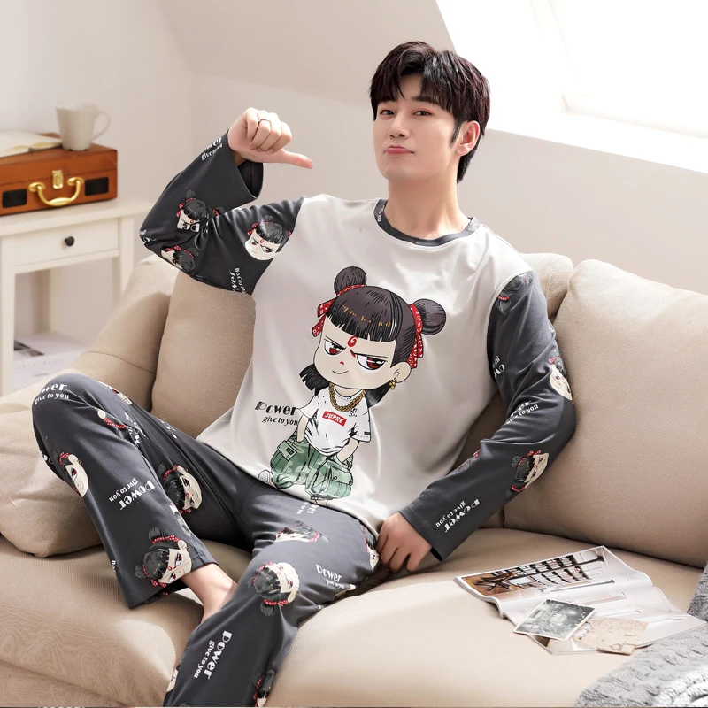 Новинка 100% осенне-зимние пижамные комплекты из 2021 хлопка с милым мультяшным