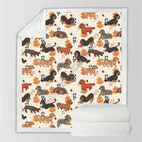 autumn winter dachshund premium fleece blanket 3d printed sherpa blanket on bed home textiles