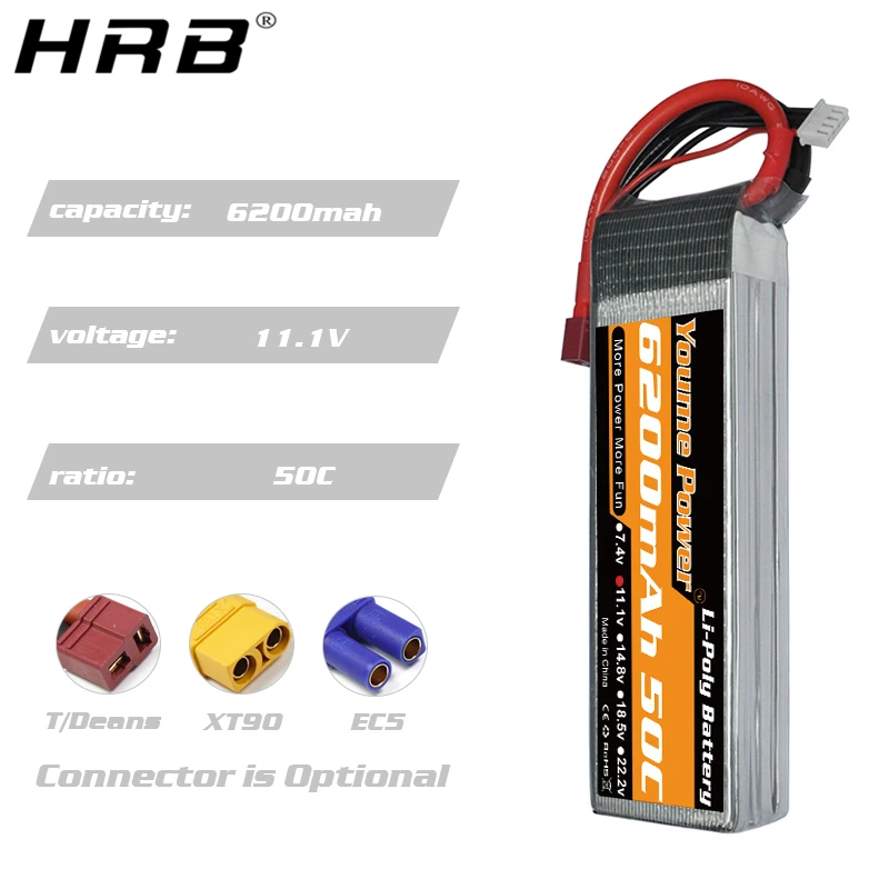 Youme-bater&iacute;a Lipo de 3300mah, 4500mah, 5200mah, 6200mah, 6500mah, T Deans EC5, XT90, 3S, 11,1 V, 2S, 7,4 V, 4S, 14,8 V, 6S, 22,2 V, piezas de coche RC, 2 uds.-3
