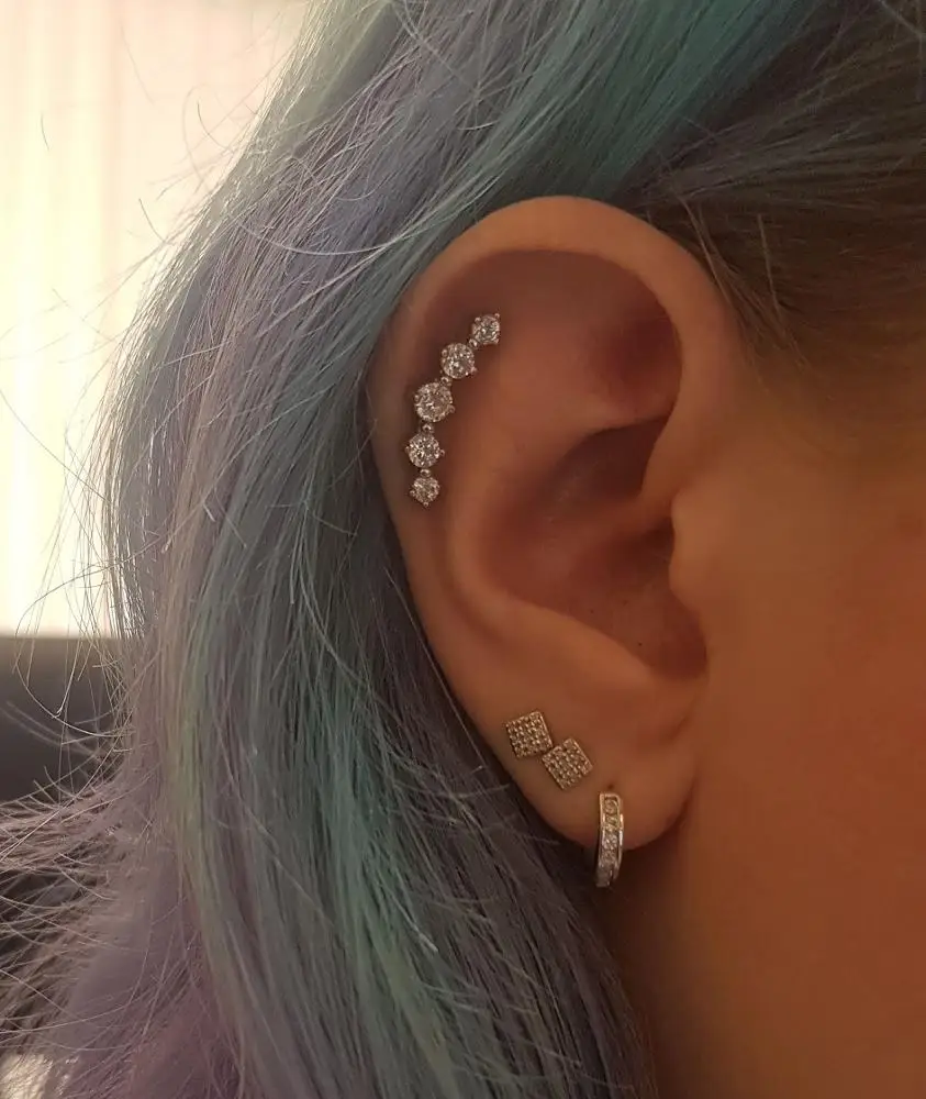 G23titan серебряные титановые хрустальные шпильки для ушей серьга пирсинга кольца