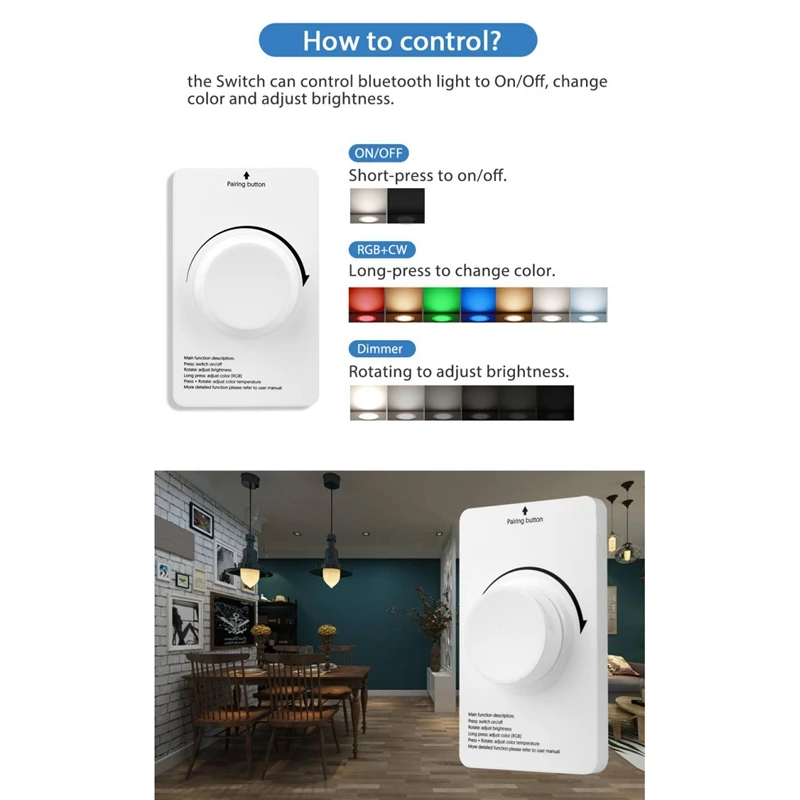Bluetooth лампочка с дистанционным управлением поддержка переключателя