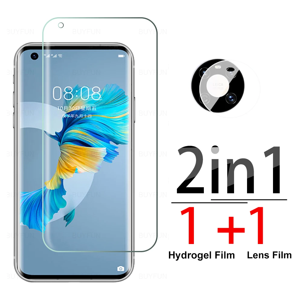 

2in1 Hydrogel Lens Film For Huawei Mate 40 20 pro plus lite light ligt 40pro 20pro hd Screen Protector Camera Not Tempered Glass