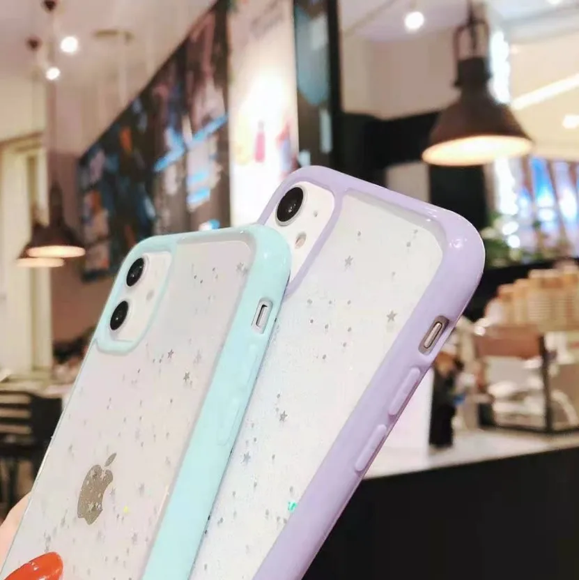 

200pcs Twinkle Candy Transparent Phone Case For iPhone 11 12 mini Pro Max XS X XR 7 8 6 6S plus SE Soft Shockproof Cases Cover