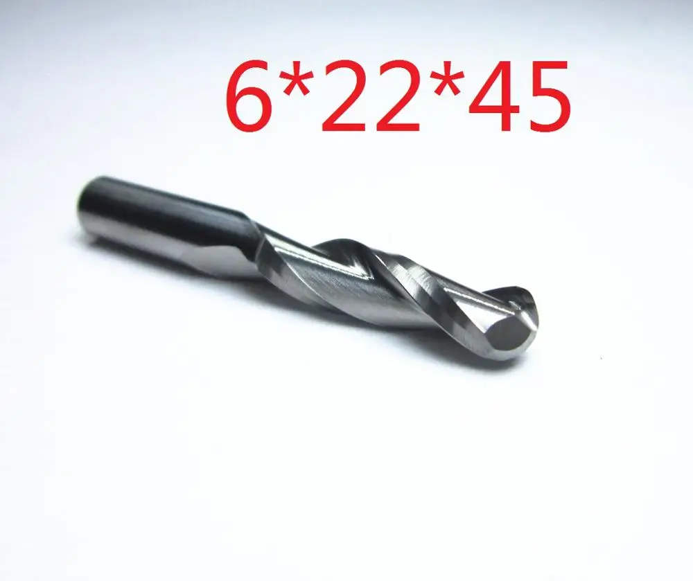 Концевые фрезы из карбида вольфрама для работ по дереву Ø 6 мм режущие 22 6*22*45