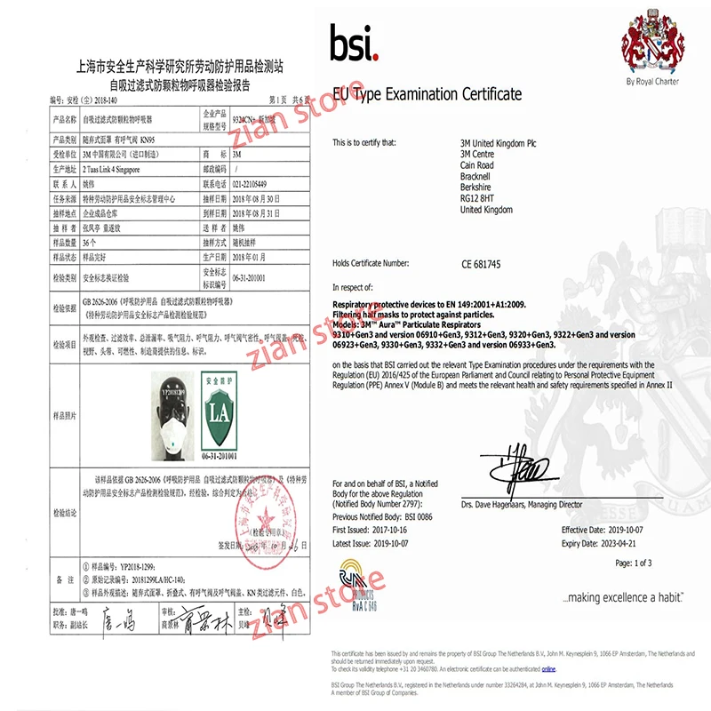 

3M Aura 9324CN+ Dust Mask FFP2 KN95 with Valve Headband Particulate Anti-Haze Protective Masks Original Respirator Fast Shipping