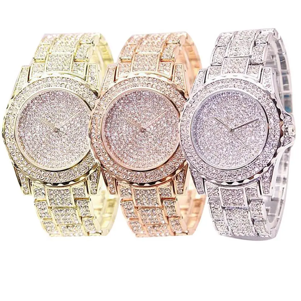 Женские часы 2022, модные женские часы со стразами, роскошные круглые кварцевые часы, женские наручные часы с блестящими кристаллами, женские часы