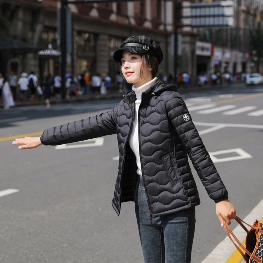 Korean Style Short Thin Quilted Coats Jacket Fashion Solid Hooded Zipper Overcoat Women Autumn Winter Outerwear Parkas Top | Женская