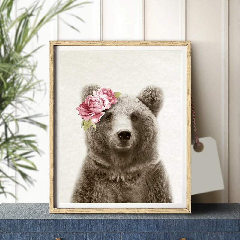 Картина на холсте Медведь постеры и принты в стиле бохо для детской комнаты