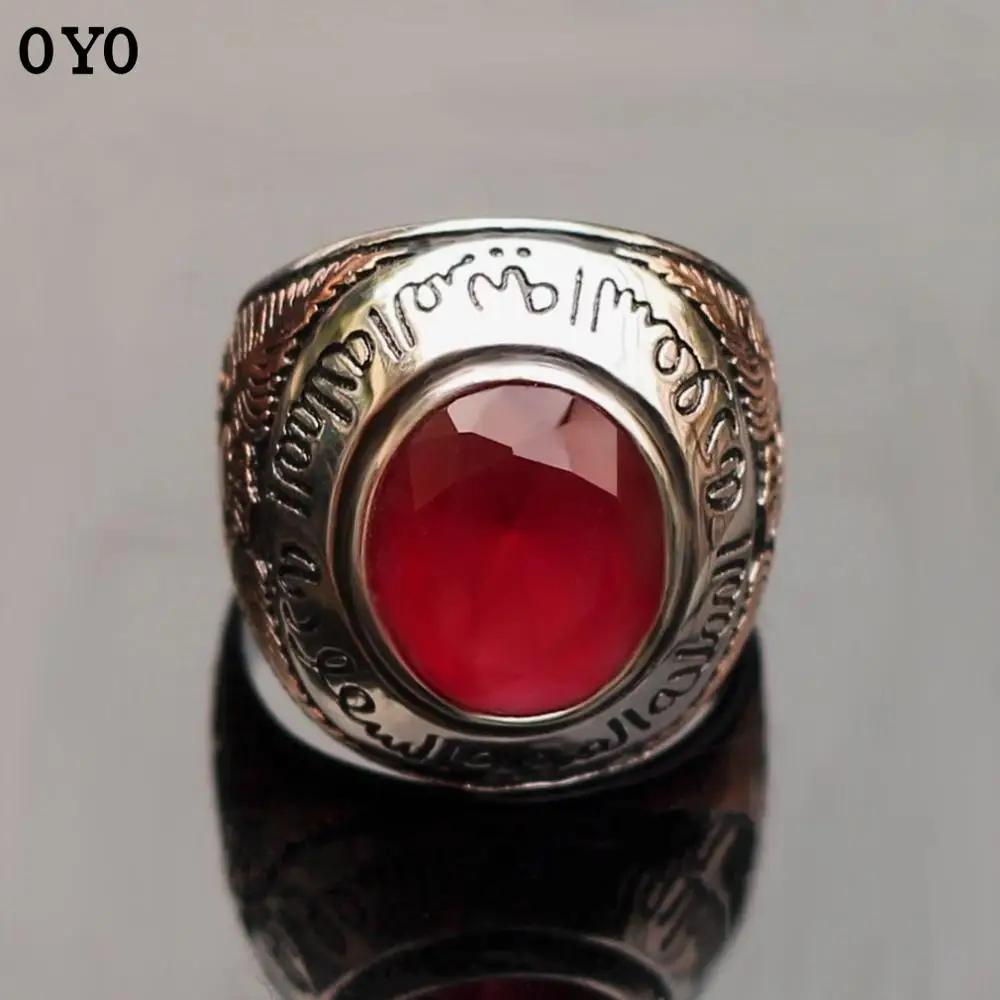 Vintage Style Red Oval Natural Agate 100%925 Sterling Silver Men's Ring