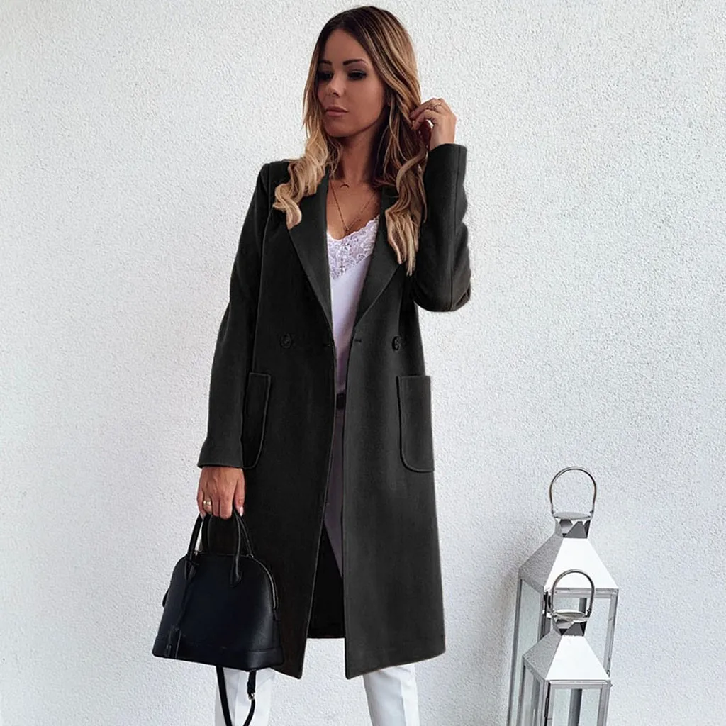 Cashmere Woolen Women Coat Winter Plus Size Vintage Warm Solid Lapel Long Wool Coat Manteau Femme Abrigos Mujer Plaszcze Damskie