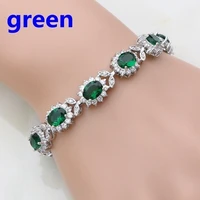 trendy green crystal stone tennis bracelet for women luxury quality jewelry anniversary gift