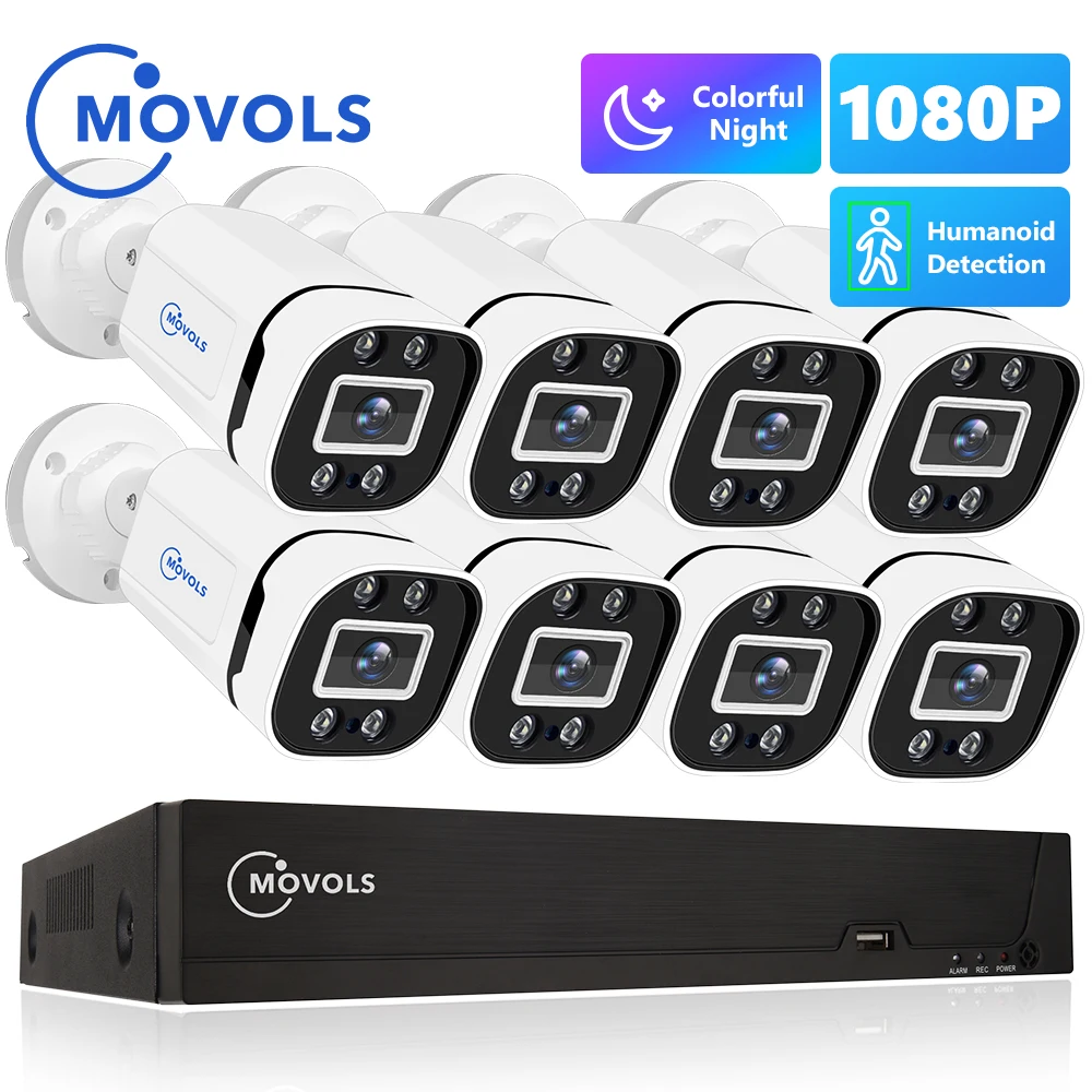 Movols 1080P AI CCTV система 2MP 4/8 наружная Водонепроницаемая Камера Безопасности 8CH P2P DVR