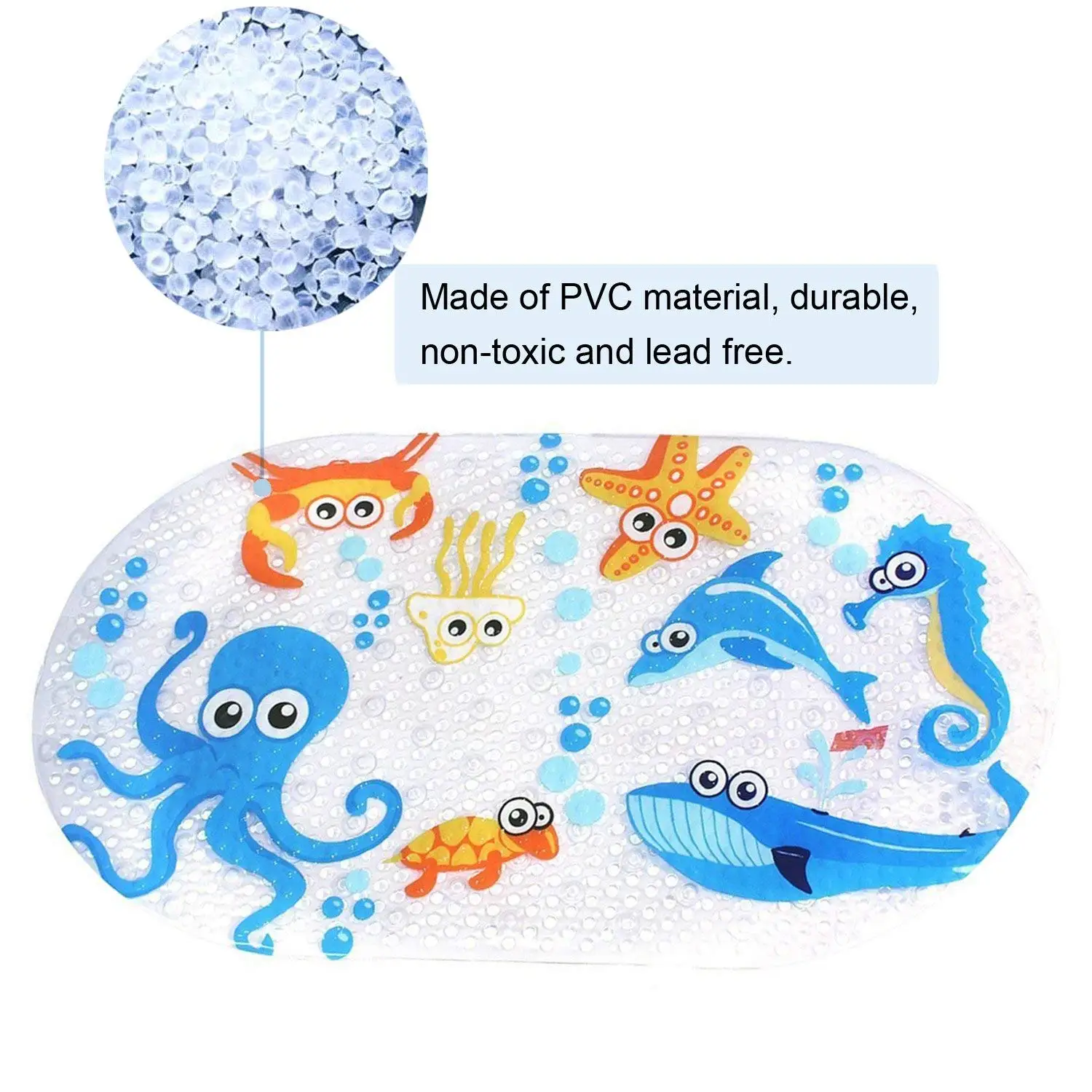 Нескользящий детский коврик для ванной антибактериальный душа 27 дюймов x 15