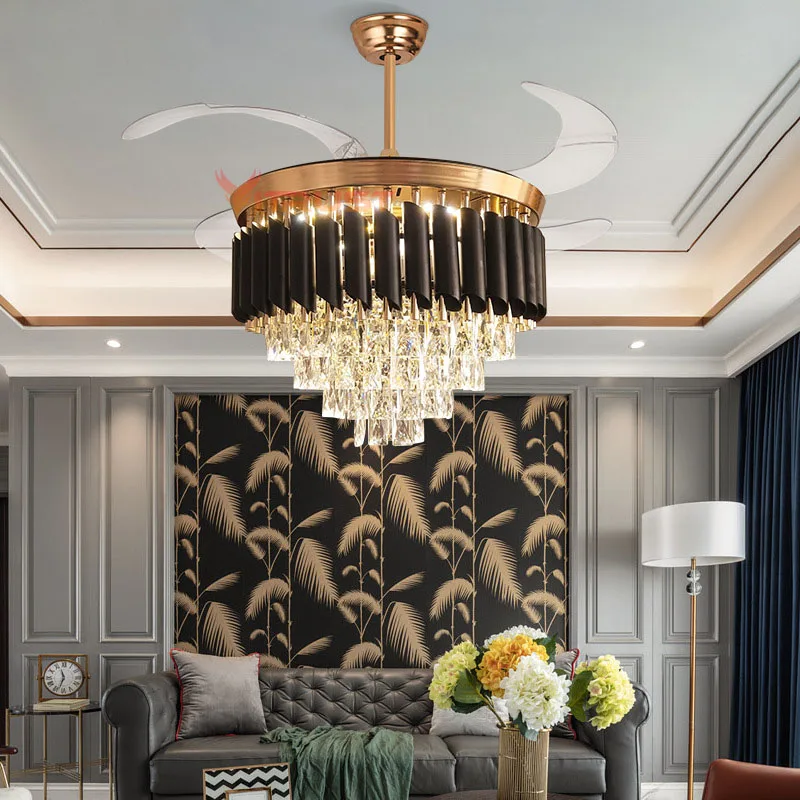 Скандинавский светодиодный потолочный вентилятор с роскошным кристаллом 42in
