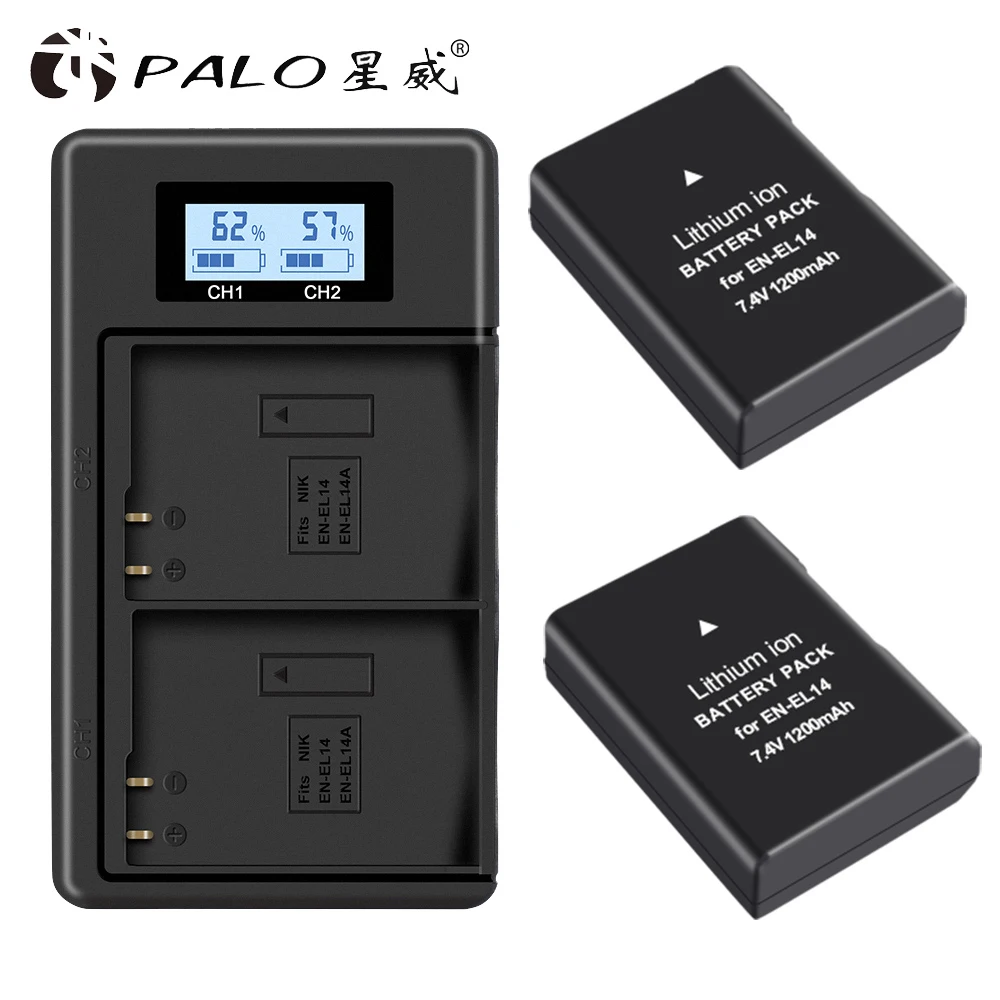 Palo EN EL14 EL14a ENEL14 батарея + LCD двойное зарядное устройство USB для Nikon D3100 D3200 D3300 D5100 D5200