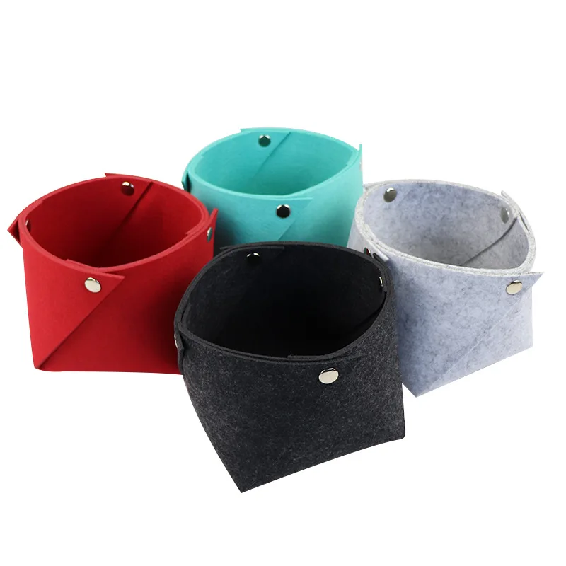 

Foldable Felt Cloth Table Organizer Box for Cosmetics Mini Desktop Sundries Storage Basket Makeup Snacks Food Containers Boxes