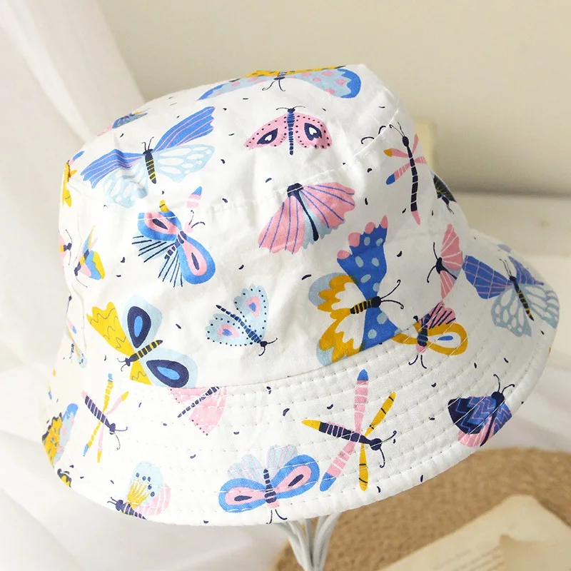 

WEIXINBUY Boys And Girls Summer Baby Toddler Cartoon Animal Print Bucket Hats Caps Reversible Unisex Sun Headwear