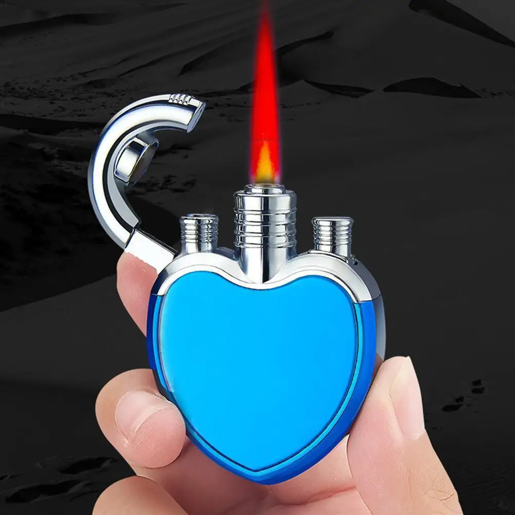

Jet Lighter Love Heart Shape Butane Turbine Torch Lighter Red Flame 1300 Degrees Celsius Windproof Inflatable Gas Lighter Gadget