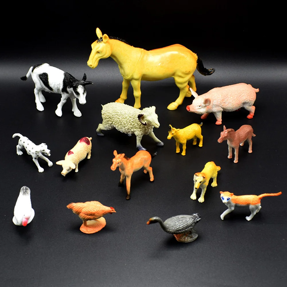 14Pcs PVC Realistic Farm Animal Model Horse Sheep Pig Duck Goose Figure Toy | Игрушки и хобби