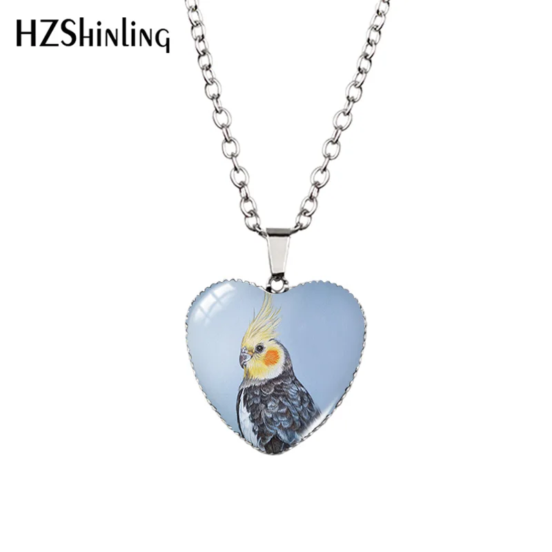 

Новинка 2021, ожерелье с подвеской в виде кокатила, ожерелье с рисунком птицы, стеклянный купол, ювелирные изделия ручной работы, подвески в фо...