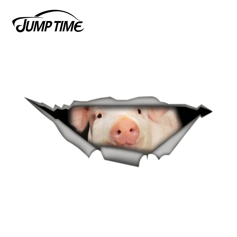 Наклейка для автомобиля Jump Time, свинья, 13 см x 4,8 см, 3D графика домашнего животного, виниловая наклейка для окна автомобиля, ноутбука и стикеров на.
