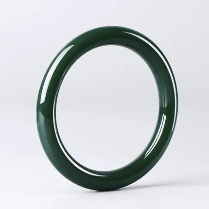 

Natural Hetian Jade Round Bar 54-64mm Bracelet Elegant Princess Jewelry Best Gift for Mother and Girlfriend