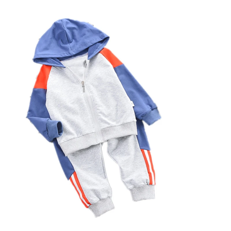 2 шт./компл. детский хлопковый спортивный костюм с капюшоном на
