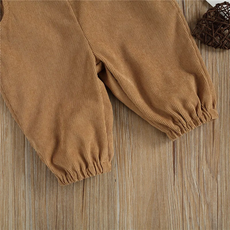 

Baby Suspender Romper corduroy Trousers Square Neck Shoulder Buttons Solid Pocket Rompers Fashion Overall