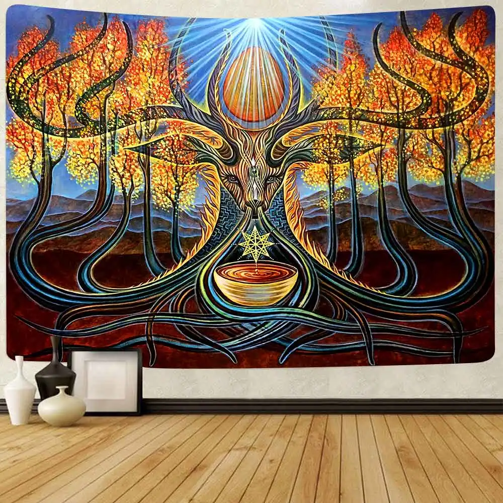 Simsant Colorful Tree Tapestry Psychedelic Forest River Wall Hanging Tapestries for Living Room Bedroom Dorm Home Blanket Decor | Дом и сад