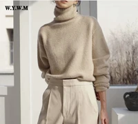 wywm cashmere elegant turtle neck women sweater soft knitted basic pullovers o neck loose warm female knitwear jumper
